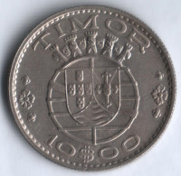 Монета 10 эскудо. 1970 год, Тимор (колония Португалии).