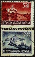 Набор почтовых марок (2 шт.). "Пейзажи (II)". 1943 год, Хорватия.