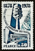 Марка почтовая. "100 лет Национальному колледжу телекоммуникаций". 1978 год, Франция.