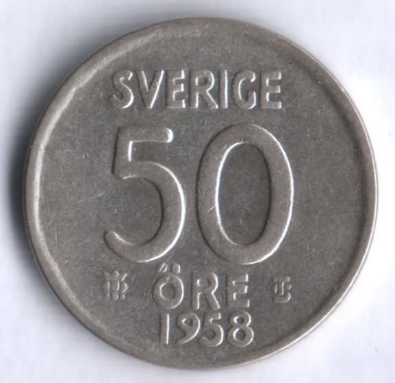 50 эре. 1958 год, Швеция. TS.