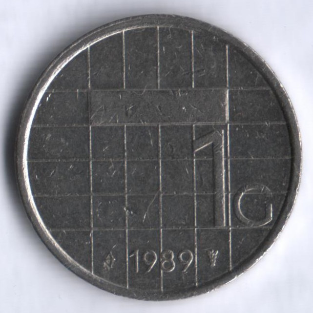 Монета 1 гульден. 1989 год, Нидерланды.