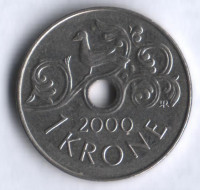 Монета 1 крона. 2000 год, Норвегия.