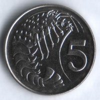 Монета 5 центов. 2008 год, Каймановы острова.