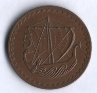 Монета 5 милей. 1973 год, Кипр.