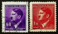Набор почтовых марок (2 шт.). "Адольф Гитлер". 1942 год, Богемия и Моравия.