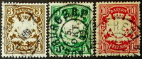 Набор марок (3 шт.). "Герб Баварии". 1888-1890 годы, Бавария.