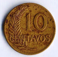 Монета 10 сентаво. 1959 год, Перу.