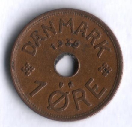Монета 1 эре. 1939 год, Дания. N;GJ.
