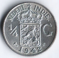Монета 1/4 гульдена. 1942(S) год, Нидерландская Индия.