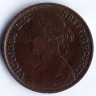 Монета 1 фартинг. 1865/2 год, Великобритания.