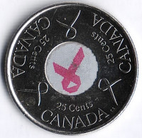 Монета 25 центов. 2006 год, Канада. Борьба с раком молочной железы.