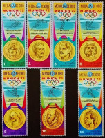 Набор почтовых марок (7 шт.). "Летние Олимпийские игры - Мюнхен`1972 (медали)". 1972 год, Экваториальная Гвинея.