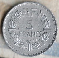 Монета 5 франков. 1947 год, Франция. "9" - закрытая.