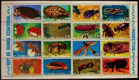 Блок почтовых марок (16 шт.). "Насекомые". 1978 год, Экваториальная Гвинея.