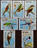 Набор почтовых марок (7 шт.). "Птицы". 1986 год, Вьетнам.
