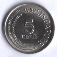 5 центов. 1980 год, Сингапур.