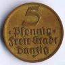 Монета 5 пфеннигов. 1932 год, Данциг.