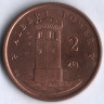 Монета 2 пенса. 2014 год, Остров Мэн.