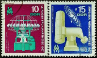 Набор почтовых марок (2 шт.). "Лейпцигская весенняя ярмарка". 1967 год, ГДР.
