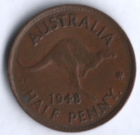 Монета 1/2 пенни. 1948(p) год, Австралия.
