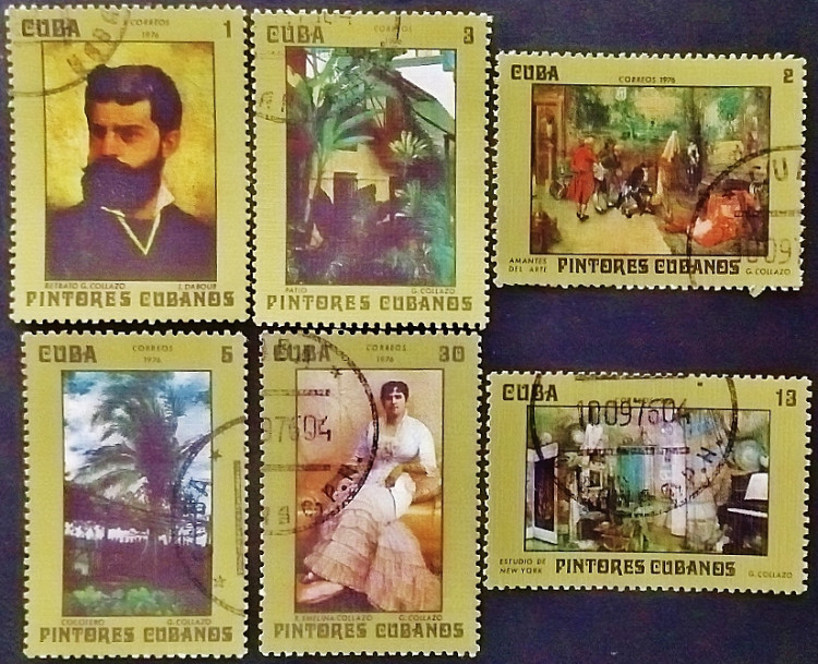 Набор почтовых марок (6 шт.). "Картины кубинских художников - Гильермо Кольясо Техада". 1976 год, Куба.