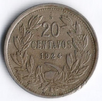 20 сентаво. 1924 год, Чили.
