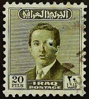 Почтовая марка (20 f.). "Король Фейсал II". 1954 год, Ирак.