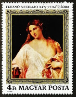 Почтовая марка. "Флора" - Тициано Вечеллио. 1976 год, Венгрия.