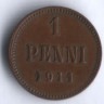 1 пенни. 1911 год, Великое Княжество Финляндское.