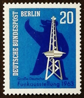 Марка почтовая. "Выставка немецкого радио, Берлин". 1963 год, Западный Берлин.