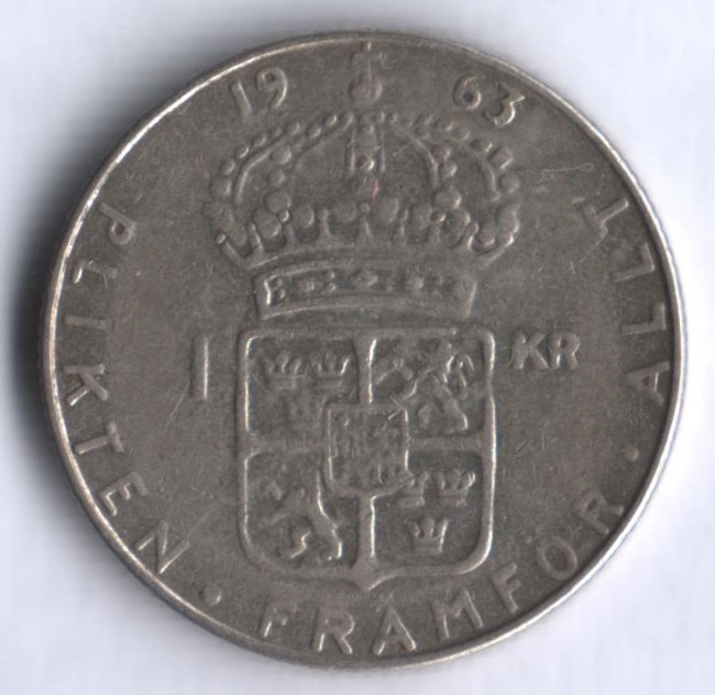 1 крона. 1963 год, Швеция. U.