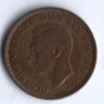 Монета 1 фартинг. 1944 год, Великобритания.