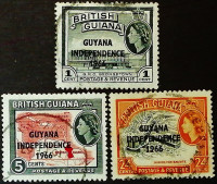 Набор марок (3 шт.). "Первые марки Независимости". 1966 год, Гайана.
