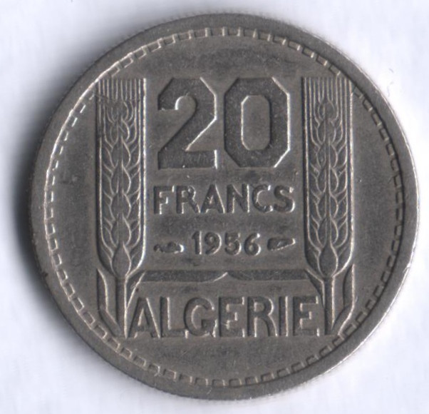 Монета 20 франков. 1956 год, Алжир.