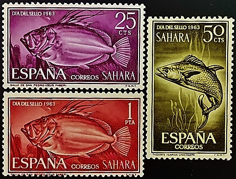 Набор марок (3 шт.). "День почтовой марки". 1964 год, Испанская Сахара.