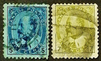Набор почтовых марок (2 шт.). "Король Эдуард VII". 1903 год, Канада.