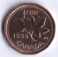 Монета 1 цент. 1996 год, Канада.