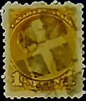 Почтовая марка (1 c.). "Королева Виктория". 1870 год, Канада.
