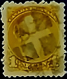 Почтовая марка (1 c.). "Королева Виктория". 1870 год, Канада.