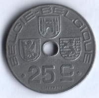 Монета 25 сантимов. 1945 год, Бельгия (Belgie-Belgique).