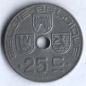 Монета 25 сантимов. 1945 год, Бельгия (Belgie-Belgique).
