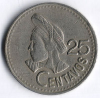 Монета 25 сентаво. 1993 год, Гватемала.