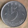 Монета 5 сантимов. 1963 год, Франция.