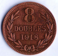 Монета 8 дублей. 1918 год, Гернси.