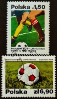 Набор почтовых марок (2 шт.). "Чемпионат мира по футболу - Аргентина`1978". 1978 год, Польша.