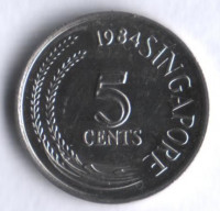 5 центов. 1984 год, Сингапур.
