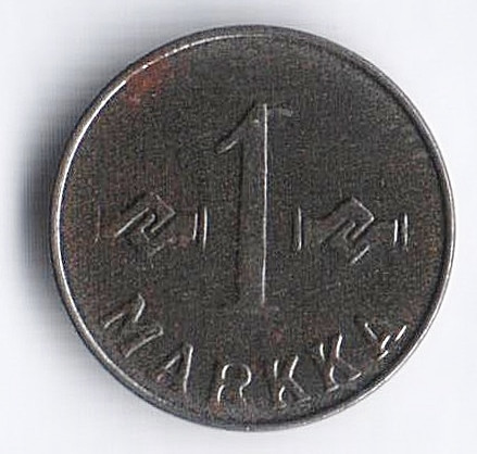 Монета 1 марка. 1952 год, Финляндия. Тип 2.