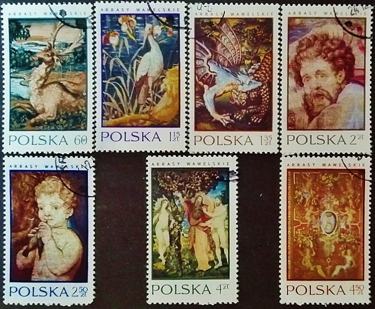 Набор почтовых марок (7 шт.). "XVI век, Гобелены в Вавельском замке". 1970 год, Польша.