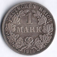 Монета 1 марка. 1914 год (A), Германская империя.