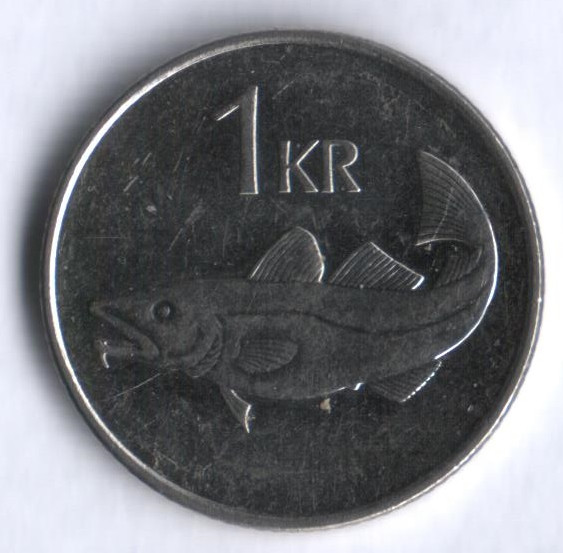 Монета 1 крона. 2006 год, Исландия.
